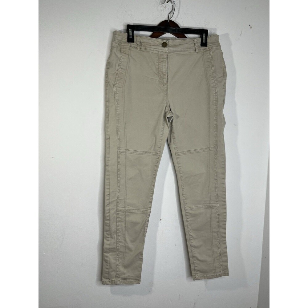 Chicos Pants Moto Style Khaki Tailored Womens 1 Tan Leg 10 S (12)